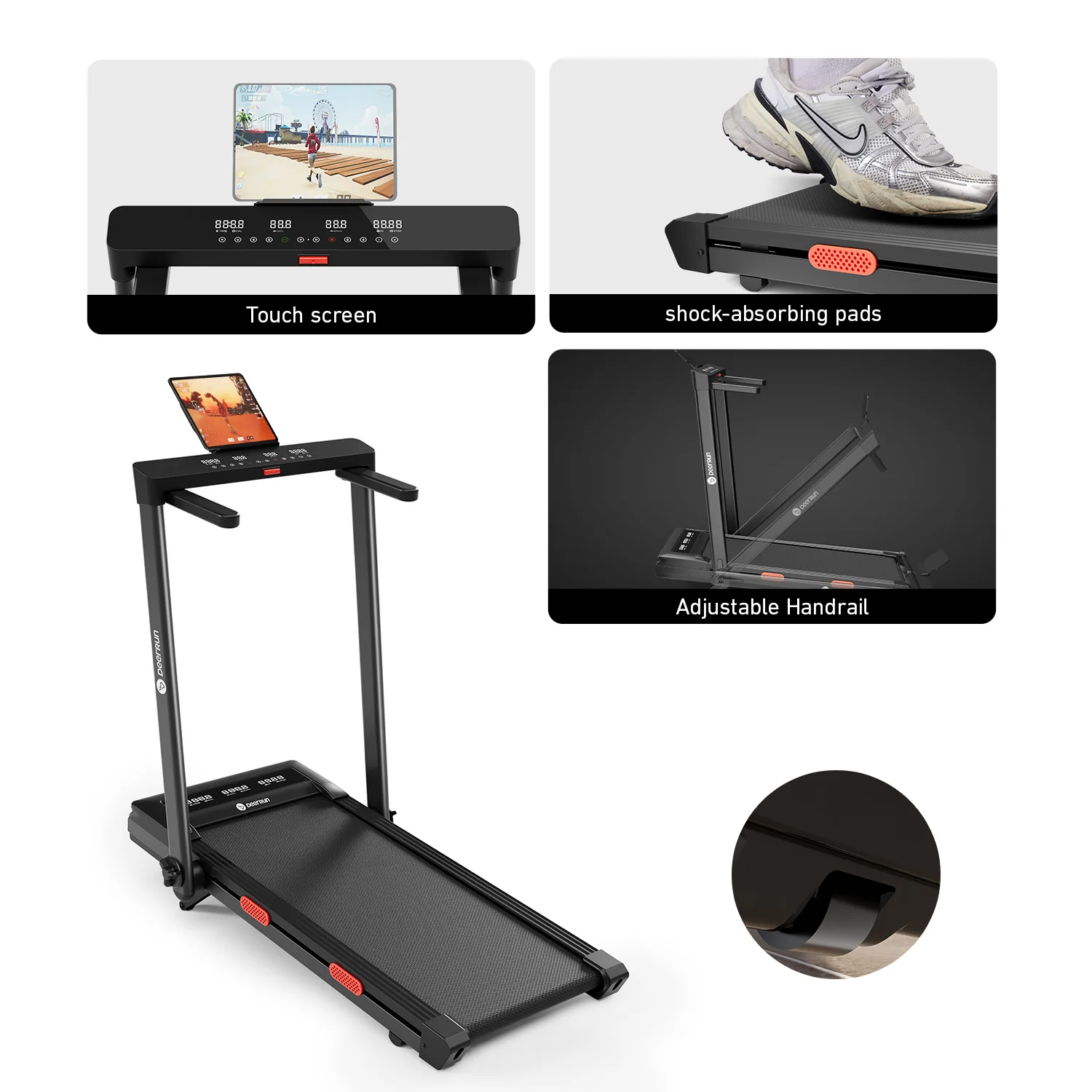 DeerRun Z10 Pro Muse Type 2 in 1 Foldable Treadmill with Remote Control, 12% Auto Incline - Image 3