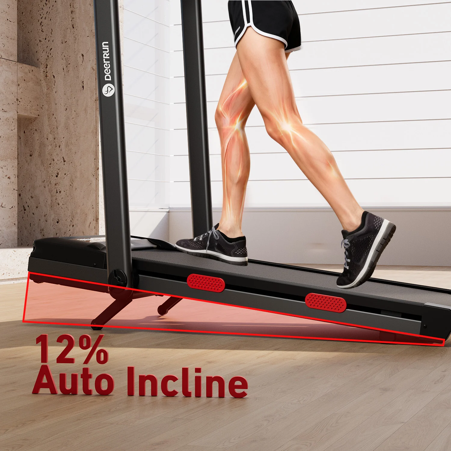 DeerRun Z10 Pro Muse Type 2 in 1 Foldable Treadmill with Remote Control, 12% Auto Incline - Image 4