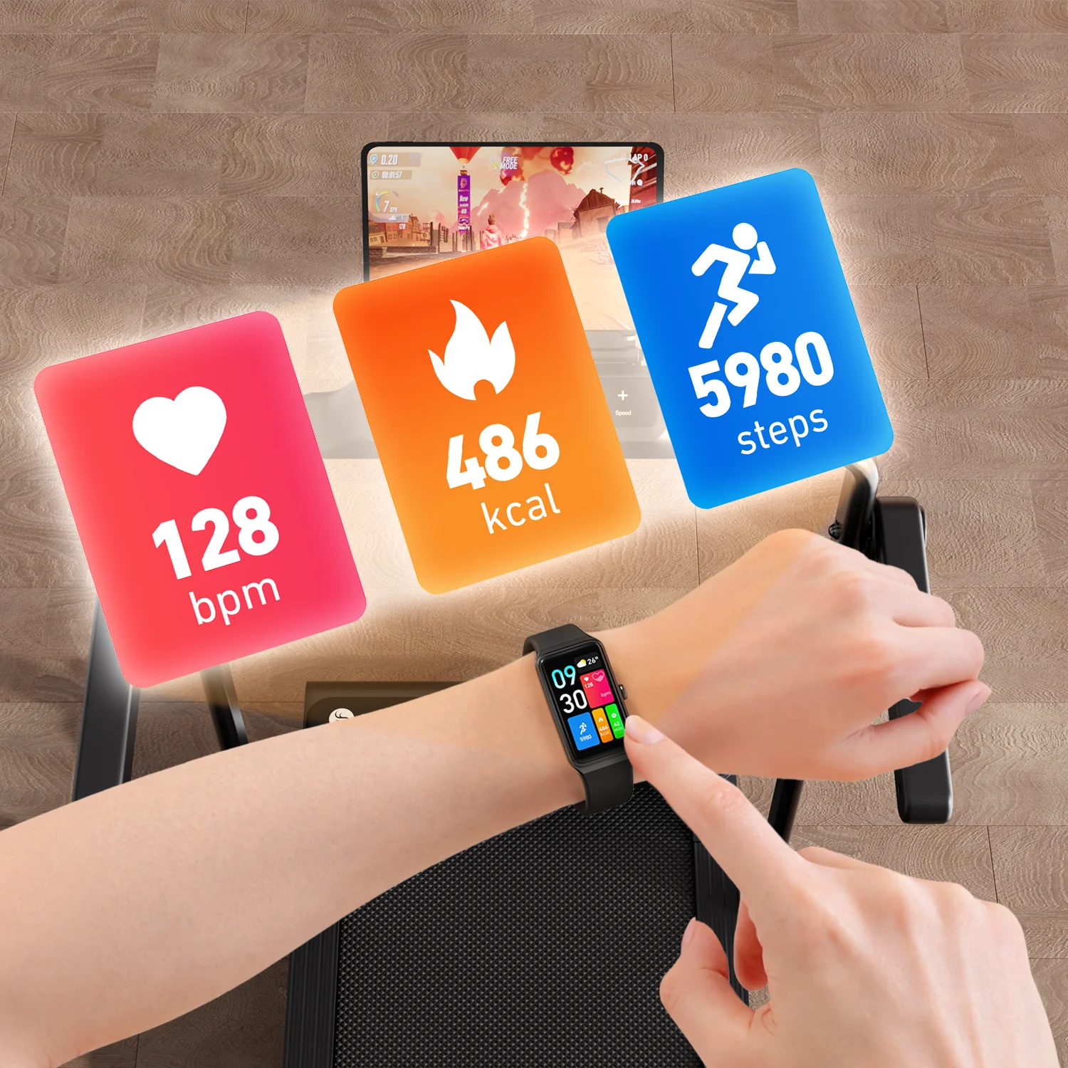 2026 New A6 Plus Handle 5% Incline 2 in 1 Foldable Treadmill with Whole Screen Upgraded Chip & NFC Support | 300 lbs, 7.5 mph, Black - Image 11