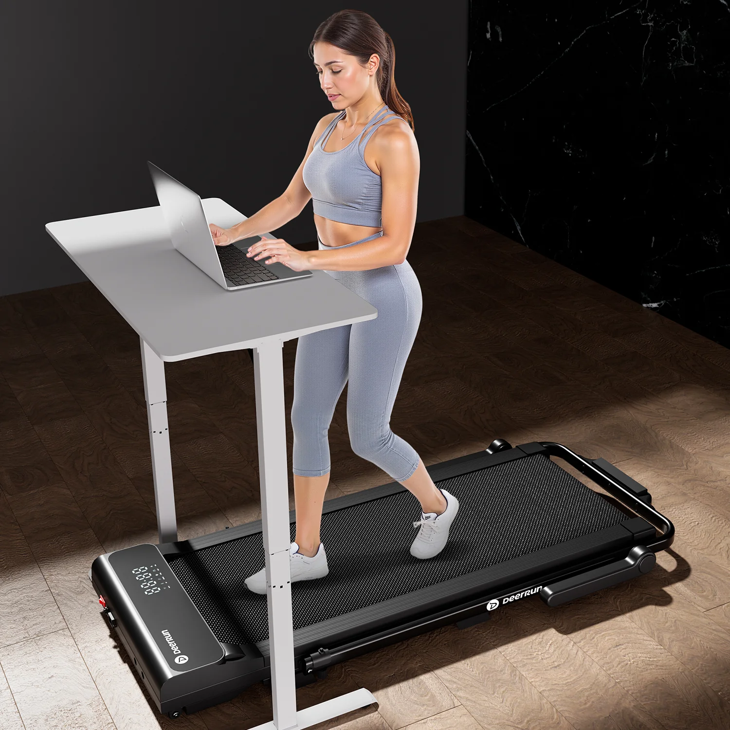 2026 New A6 Plus Handle 5% Incline 2 in 1 Foldable Treadmill with Whole Screen Upgraded Chip & NFC Support | 300 lbs, 7.5 mph, Black - Image 5