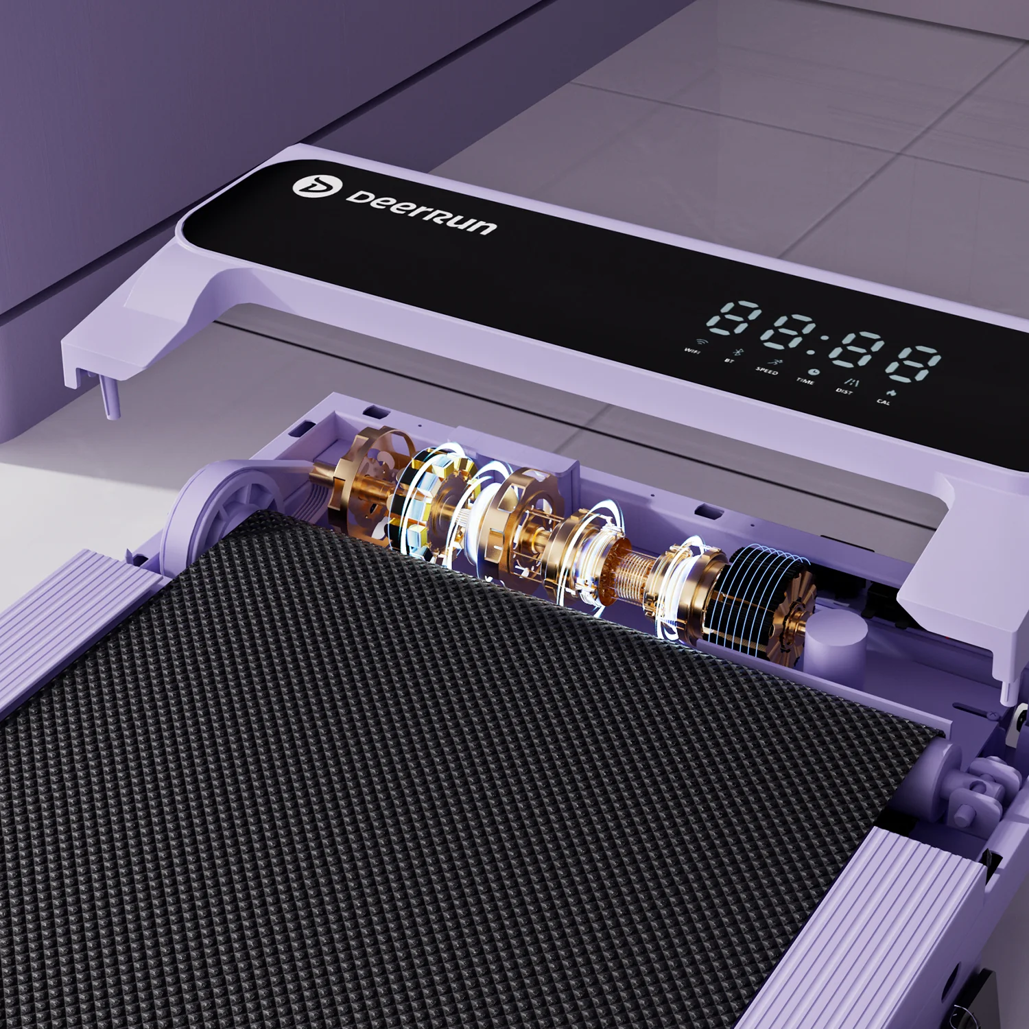 2026 New A6 Plus Handle 5% Incline 2 in 1 Foldable Treadmill with Whole Screen Upgraded Chip & NFC Support | 300 lbs, 7.5 mph, Purple - Image 20
