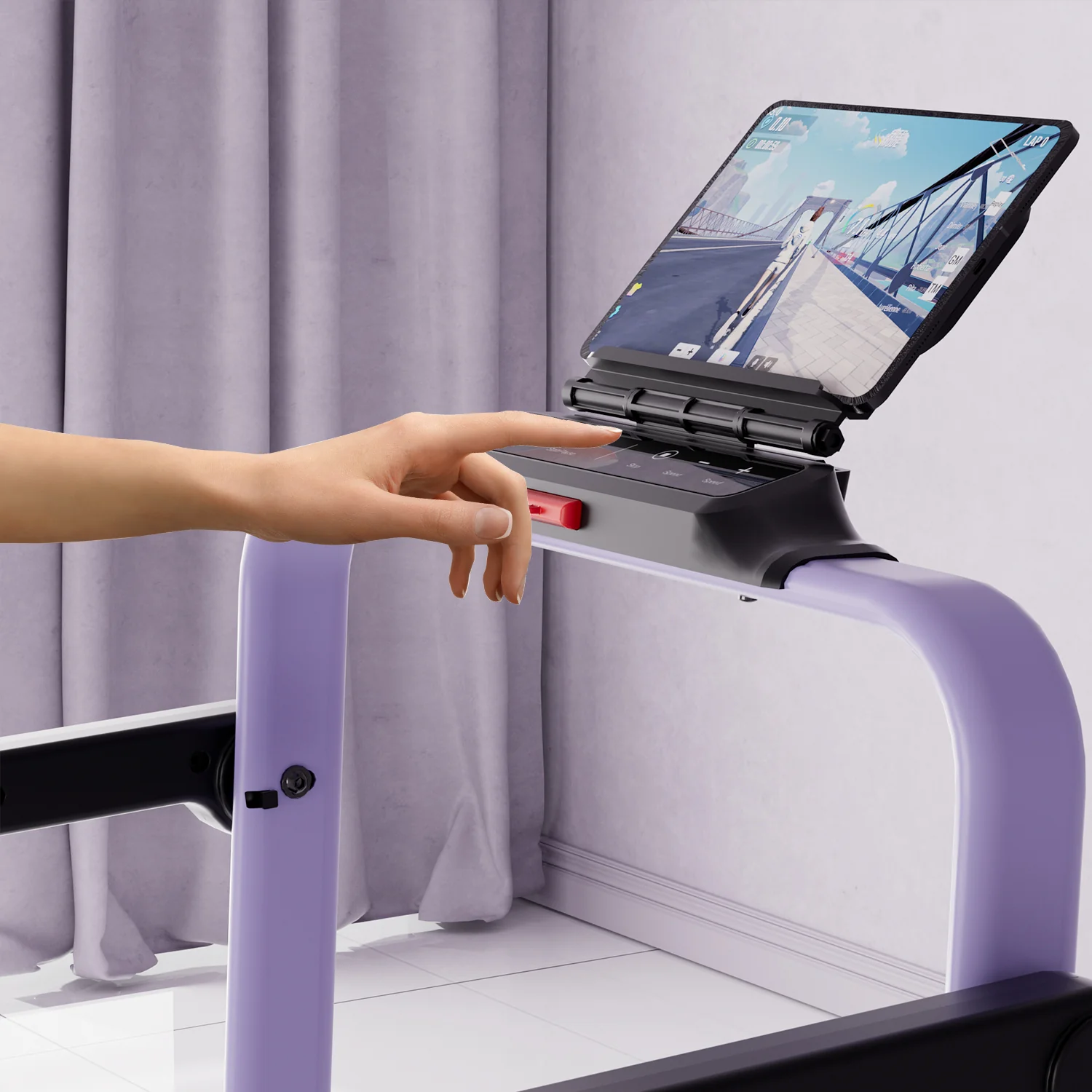 2026 New A6 Plus Handle 5% Incline 2 in 1 Foldable Treadmill with Whole Screen Upgraded Chip & NFC Support | 300 lbs, 7.5 mph, Purple - Image 21