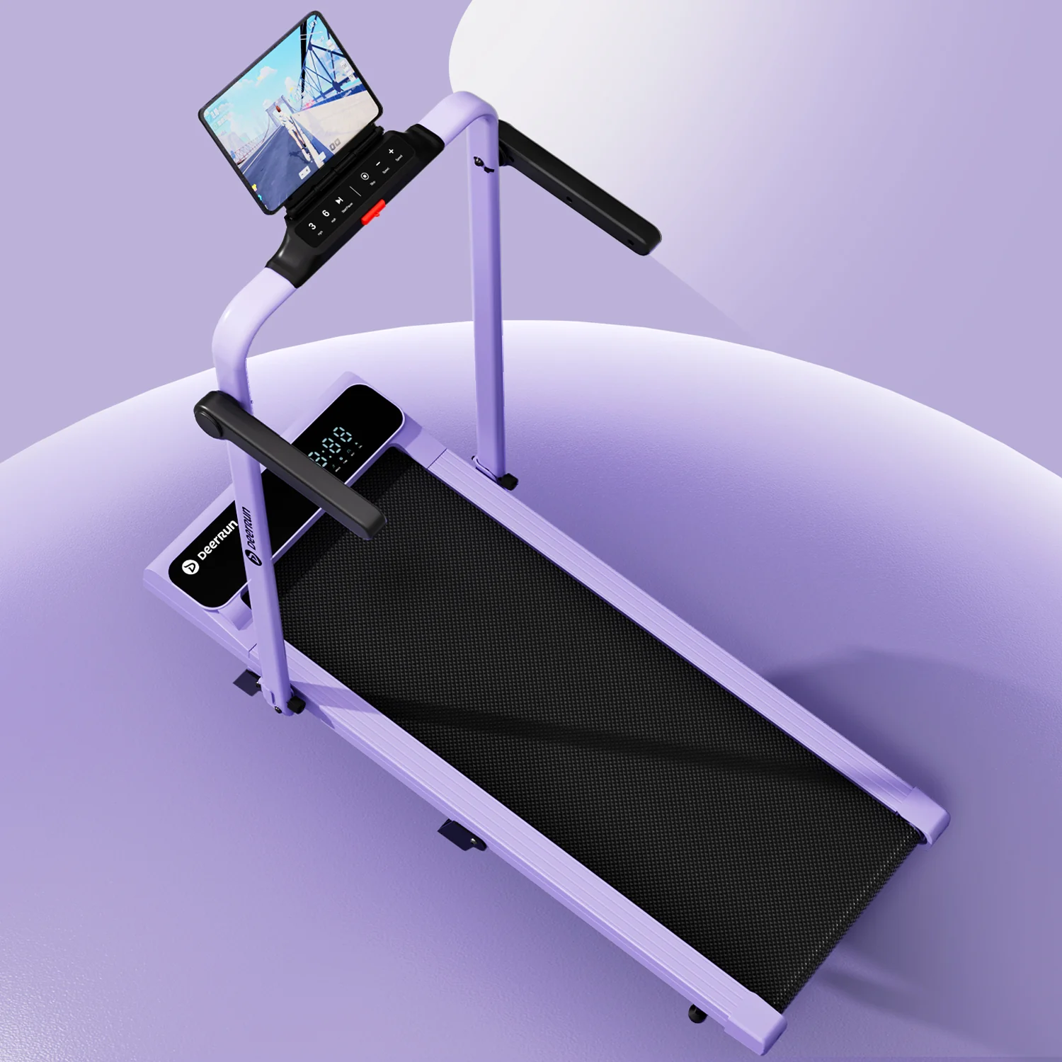 2026 New A6 Plus Handle 5% Incline 2 in 1 Foldable Treadmill with Whole Screen Upgraded Chip & NFC Support | 300 lbs, 7.5 mph, Purple - Image 3