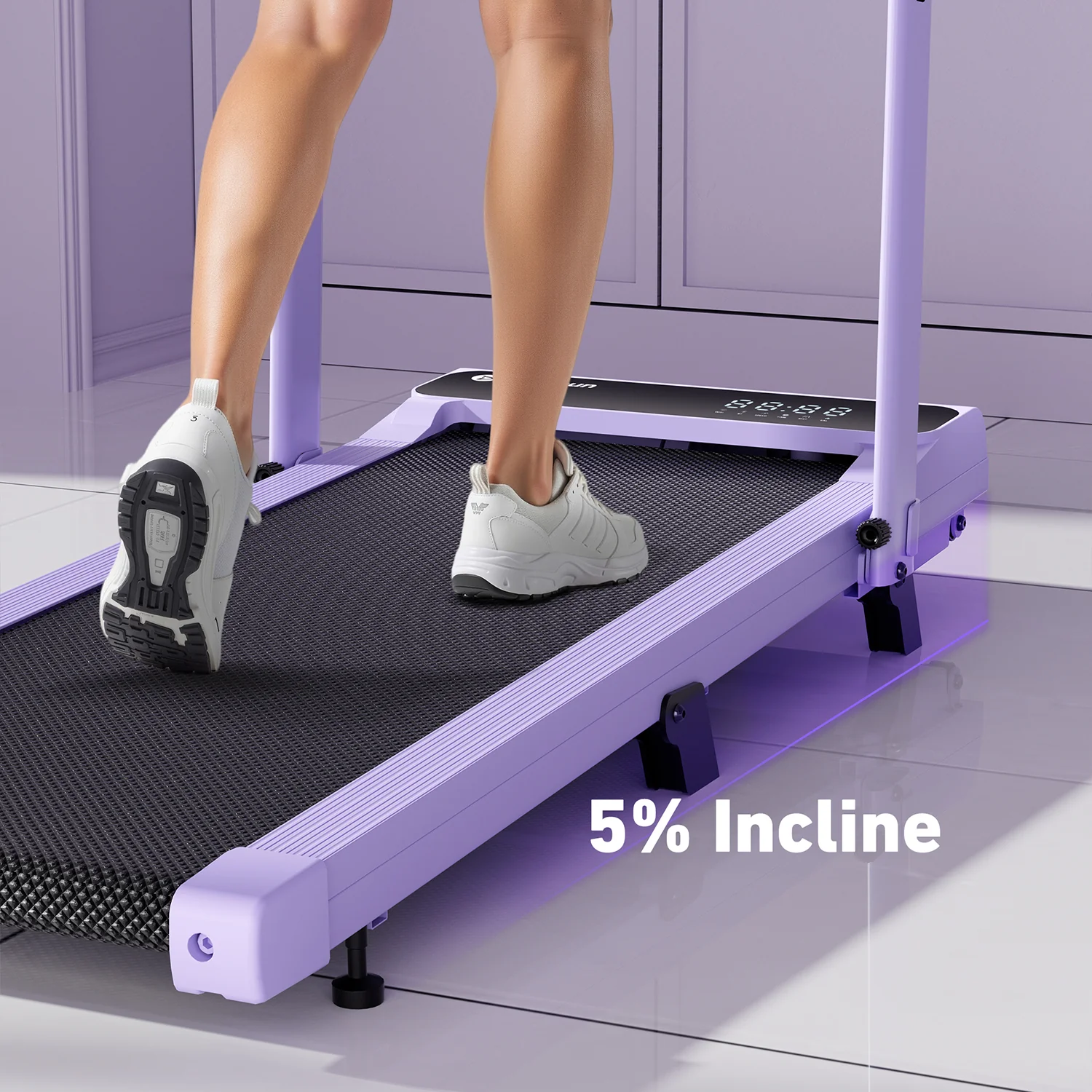2026 New A6 Plus Handle 5% Incline 2 in 1 Foldable Treadmill with Whole Screen Upgraded Chip & NFC Support | 300 lbs, 7.5 mph, Purple - Image 6