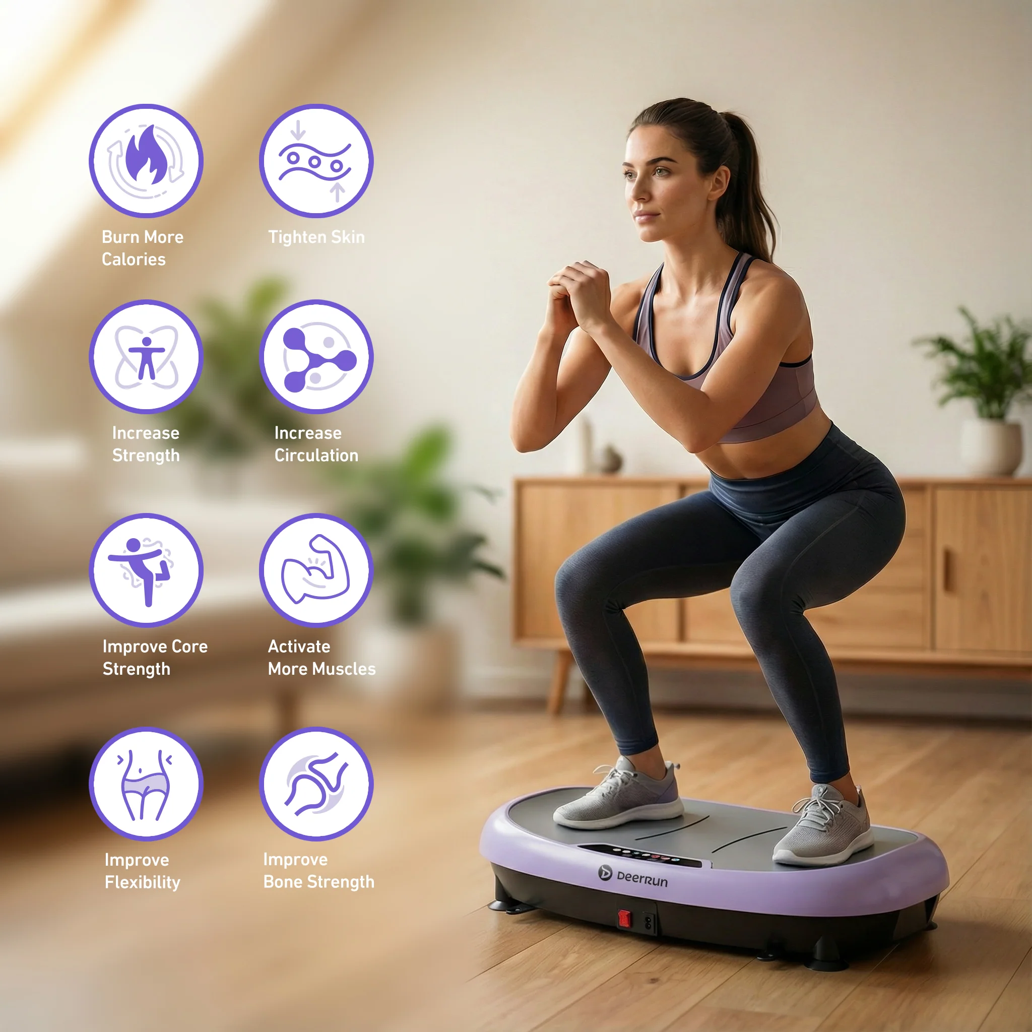 DeerRun® High-Power Full‑Body Vibration Plate Workout, 440lbs