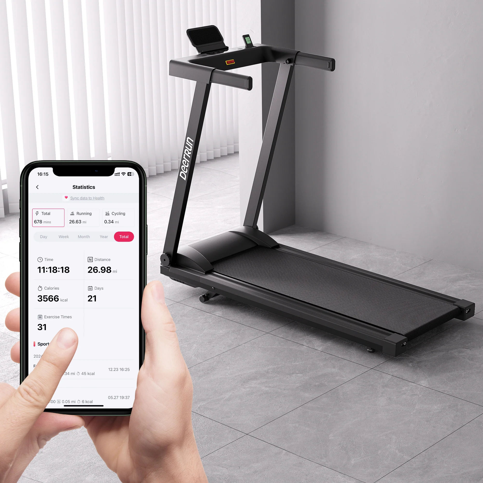 DeerRun All-New 2026 A1 Pro Move+ Smart Foldable Treadmill with 6% Incline & NFC | 350 lbs, 10 mph, Black - Image 23