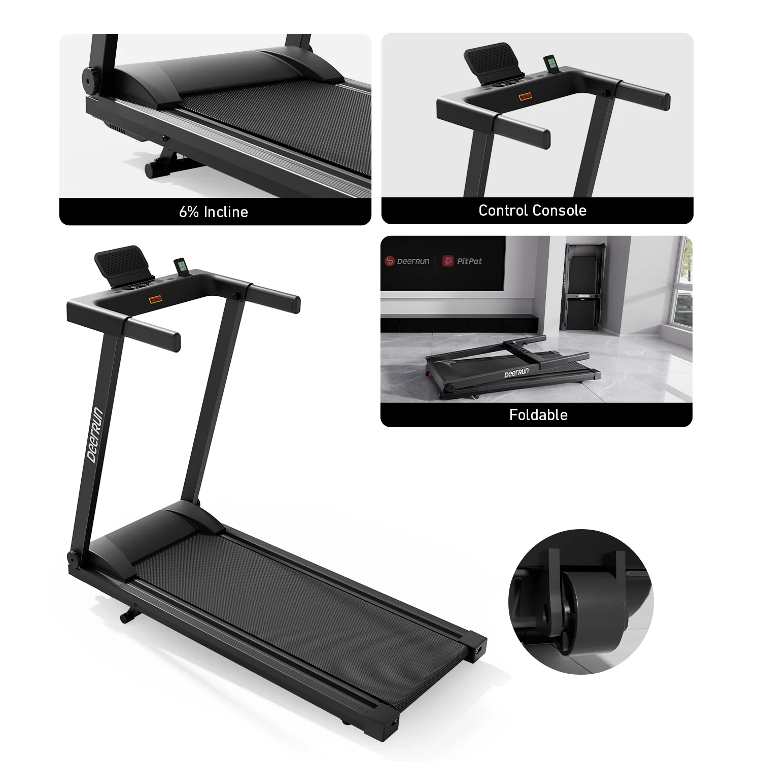 DeerRun All-New 2026 A1 Pro Move+ Smart Foldable Treadmill with 6% Incline & NFC | 350 lbs, 10 mph, Black - Image 3