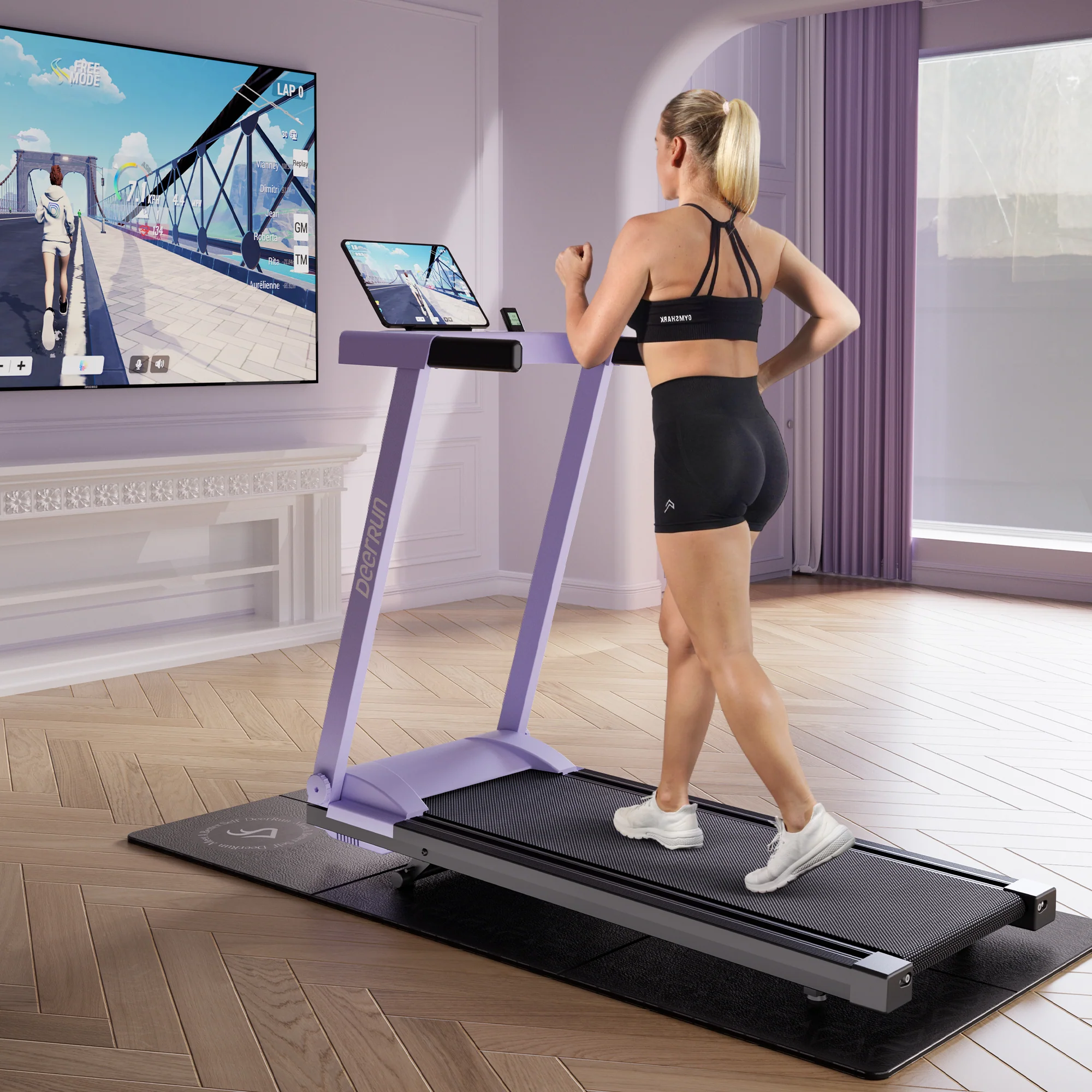 DeerRun All-New 2026 A1 Pro Move+  6% Incline Foldable Treadmill——Upgraded Chip & NFC Support | 350 lbs, 10 mph Dreamy Violet - Image 4