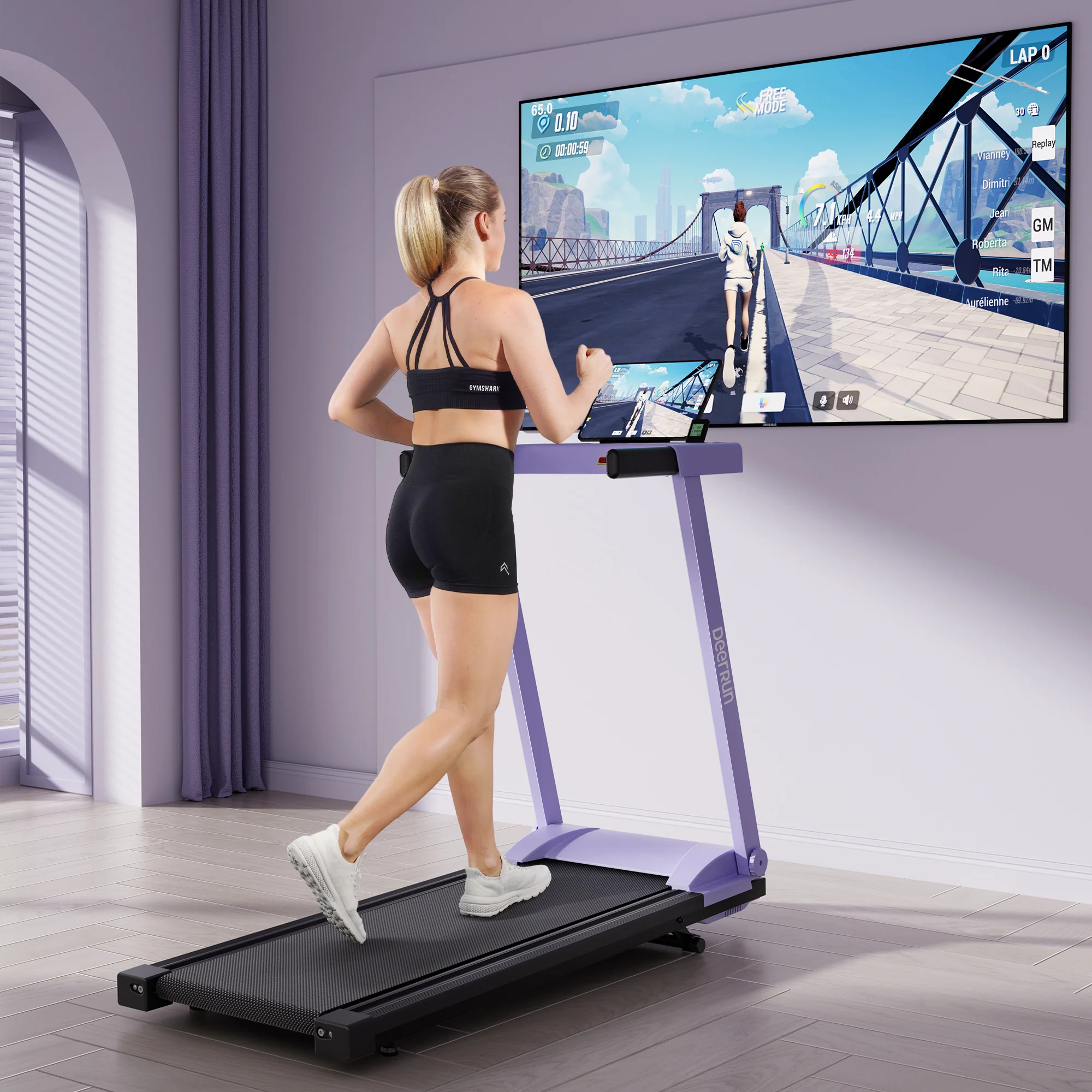 DeerRun All-New 2026 A1 Pro Move+  6% Incline Foldable Treadmill——Upgraded Chip & NFC Support | 350 lbs, 10 mph Dreamy Violet - Image 7