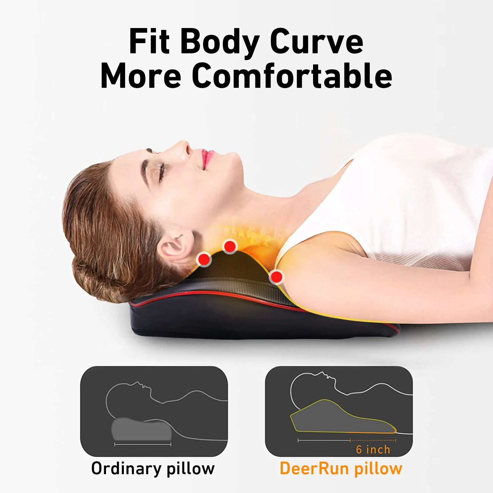 DeerRun® Back Massager with Heat, 3D Kneading Massage Pillow for Back, Neck, Shoulder, Leg Pain Relief - Image 3