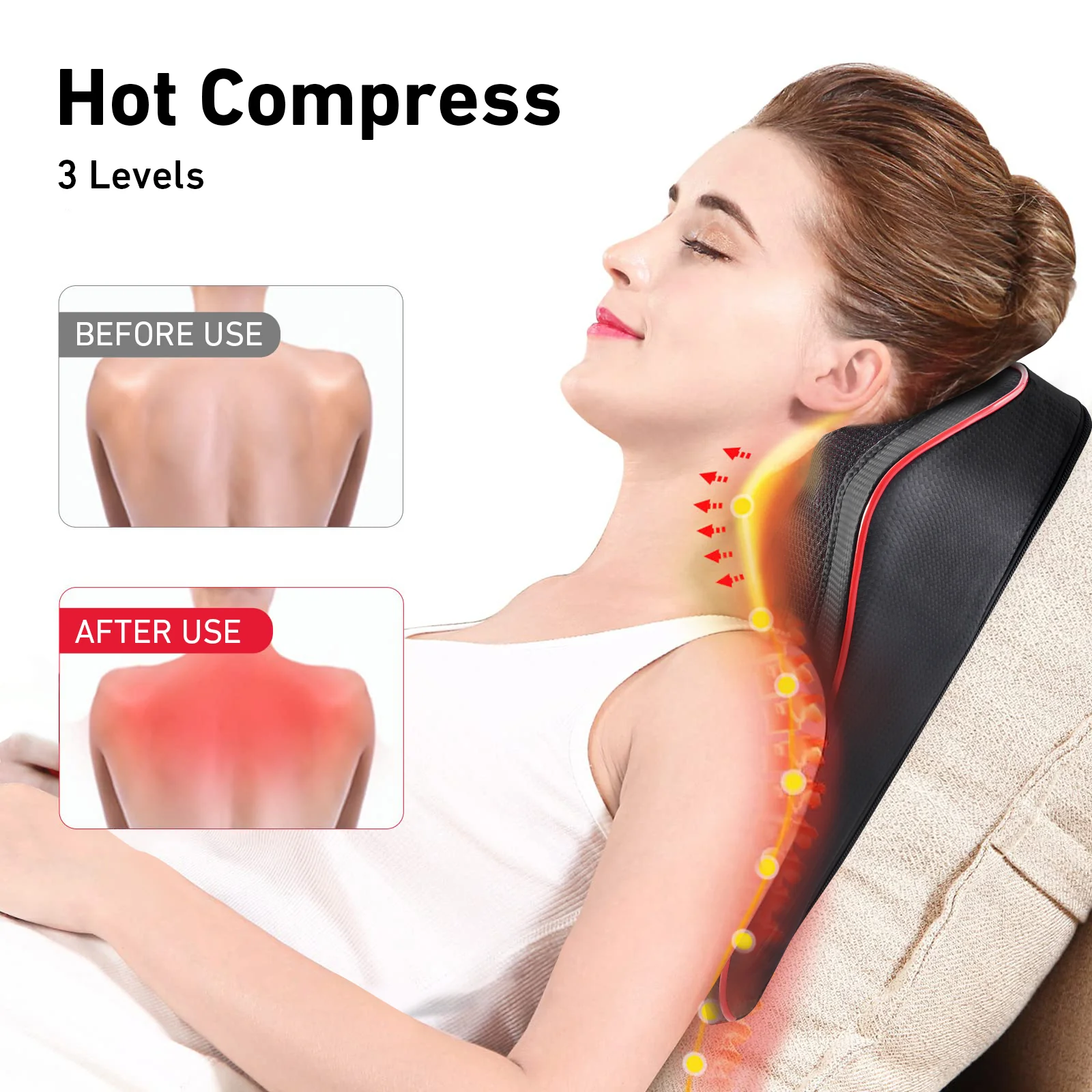 DeerRun® Back Massager with Heat, 3D Kneading Massage Pillow for Back, Neck, Shoulder, Leg Pain Relief - Image 5