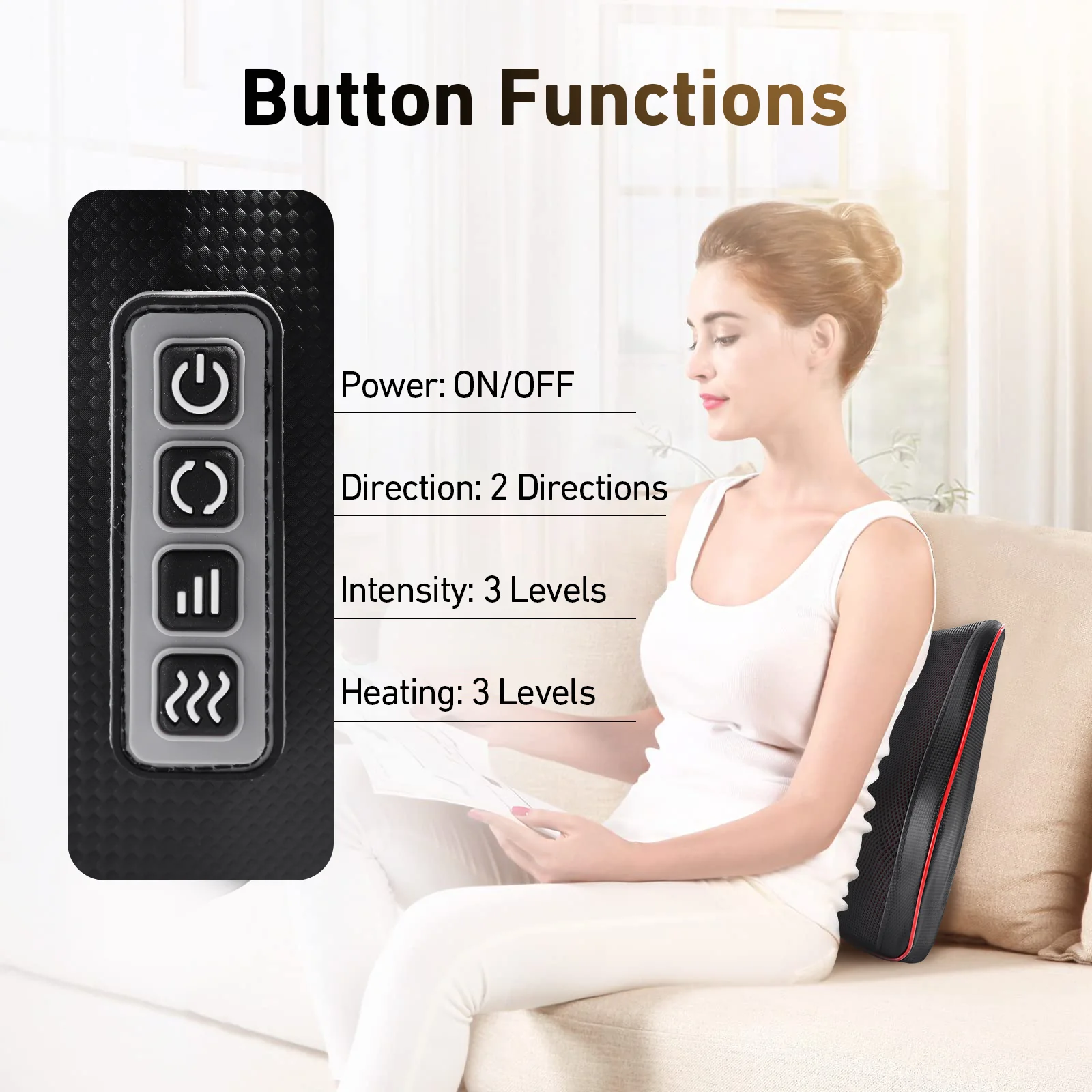 DeerRun® Back Massager with Heat, 3D Kneading Massage Pillow for Back, Neck, Shoulder, Leg Pain Relief - Image 6