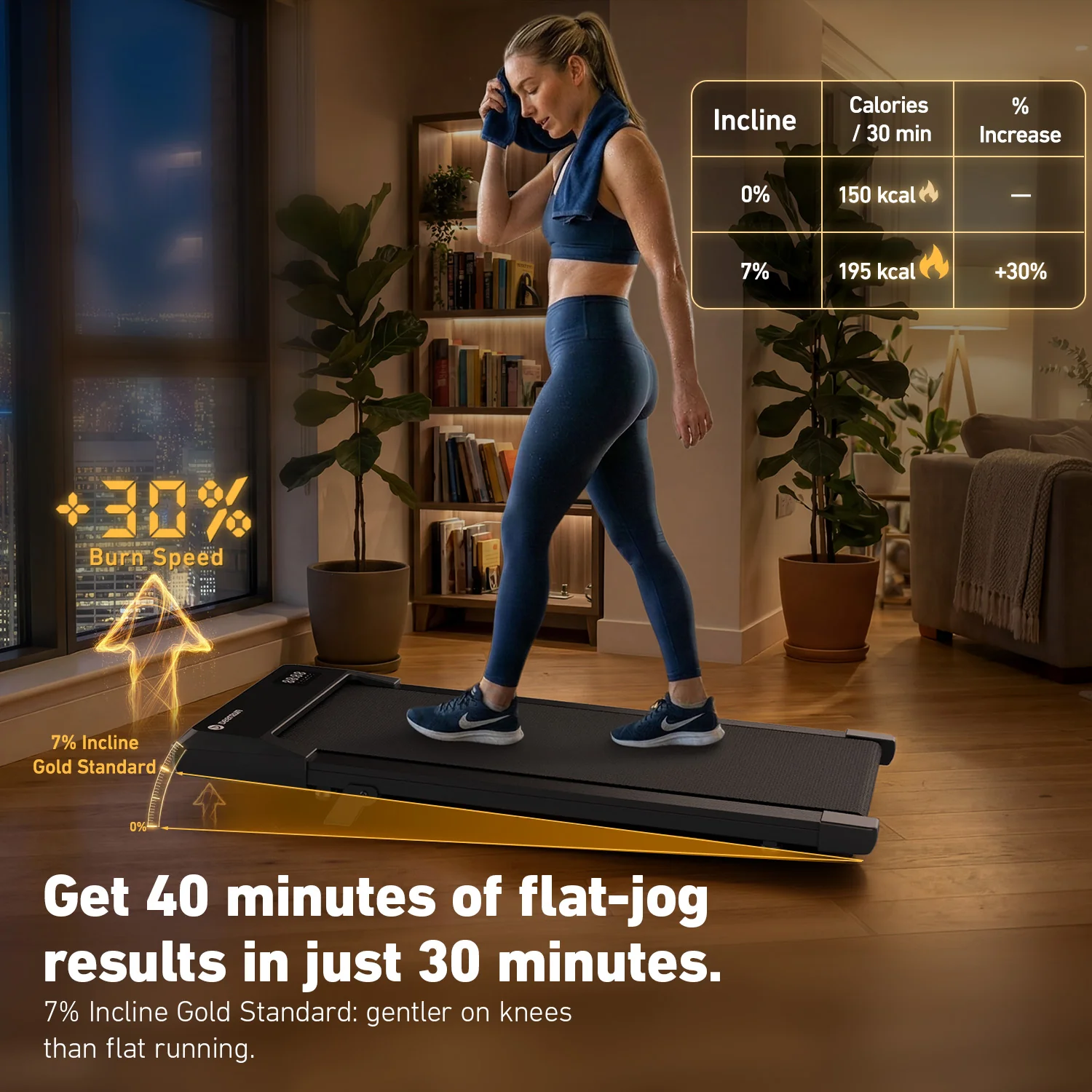 DeerRun Q2 Urban Smart Walking Pad with 7% Incline Treadmill Remote Control Black - Image 3