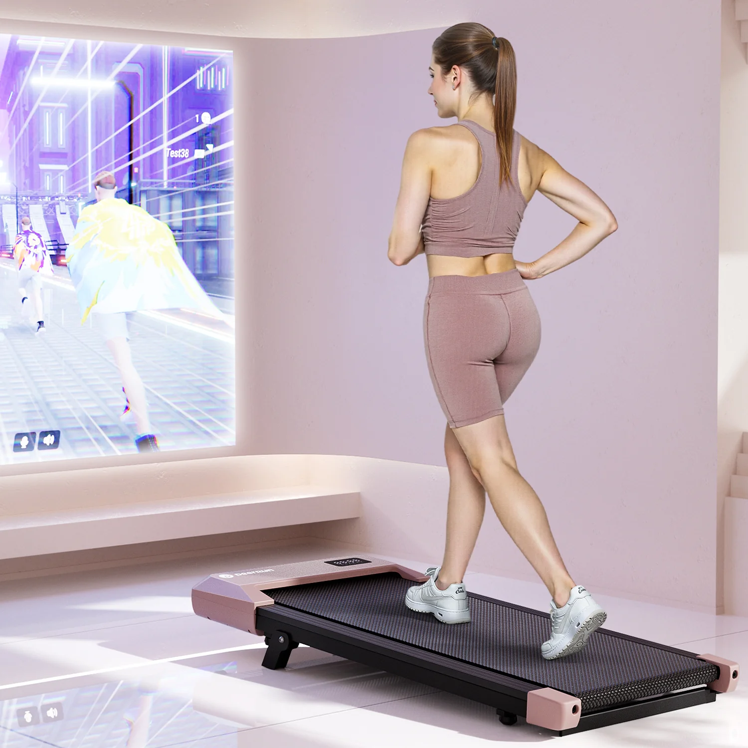 DeerRun Q2 Urban Plus Smart Walking Pad with 7% Incline for Space-Saving Active Walking Rose Gold - Image 6