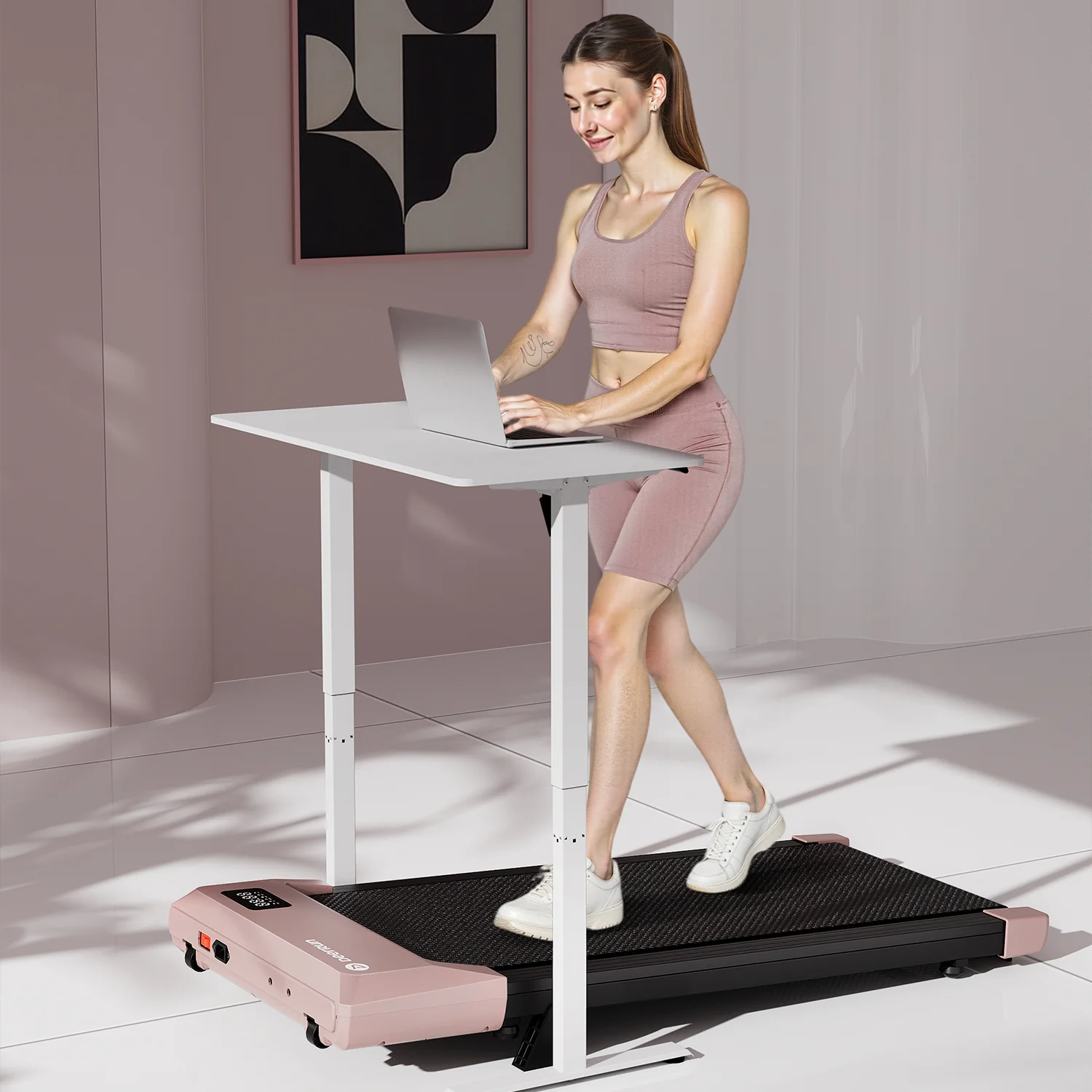 DeerRun Q2 Urban Plus Smart Walking Pad with 7% Incline for Space-Saving Active Walking Rose Gold - Image 7