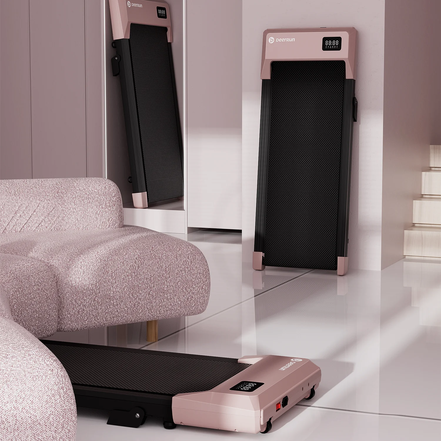 DeerRun Q2 Urban Plus Smart Walking Pad with 7% Incline for Space-Saving Active Walking Rose Gold - Image 8