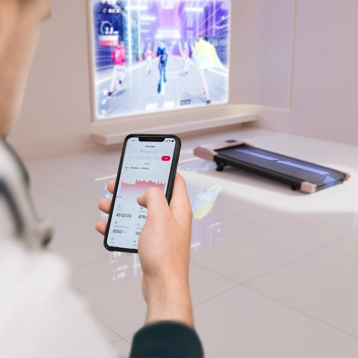 DeerRun Q2 Urban Plus Smart Walking Pad with 7% Incline for Space-Saving Active Walking Rose Gold - Image 9