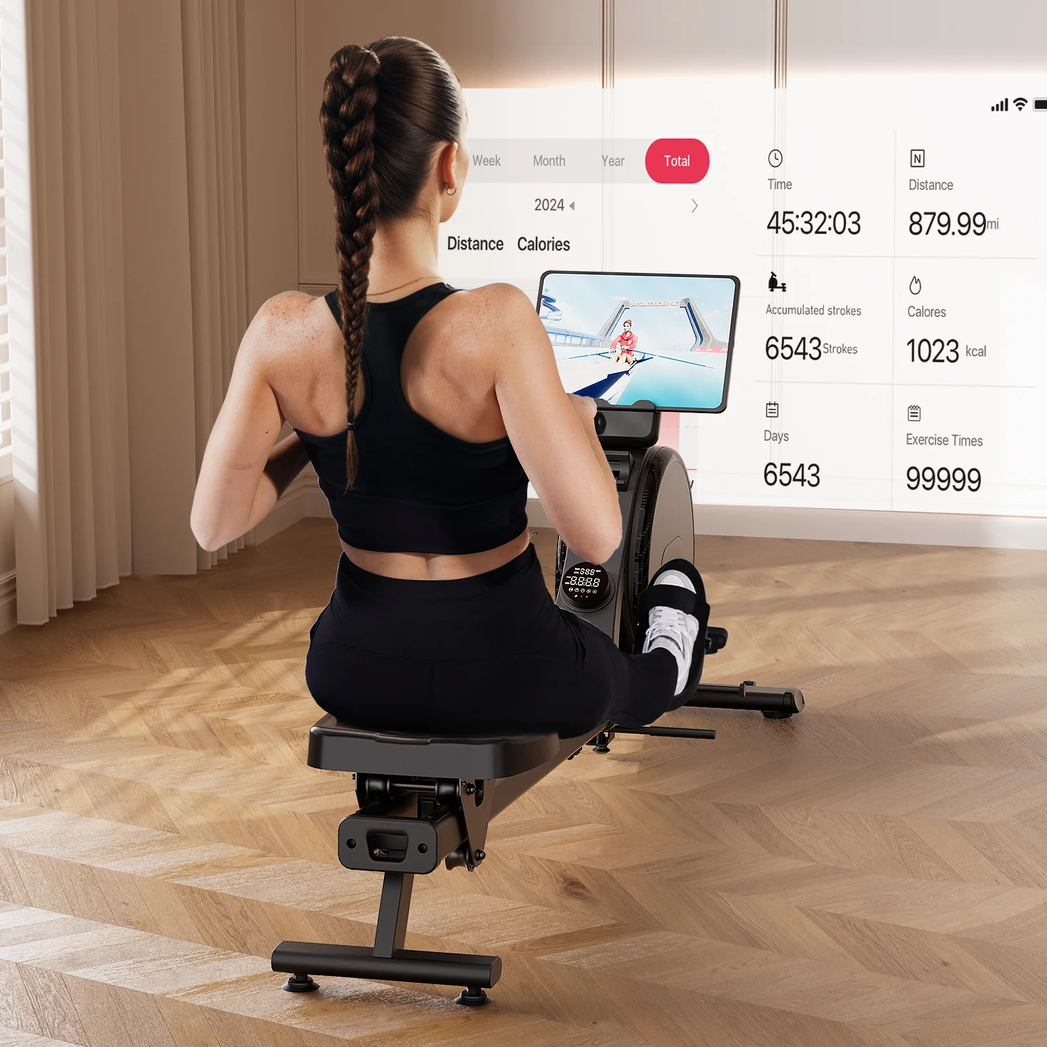 DeerRun R1 Pro Ultra-Quiet 32-Level Magnetic Resistance Smart Rower for Home - Image 14