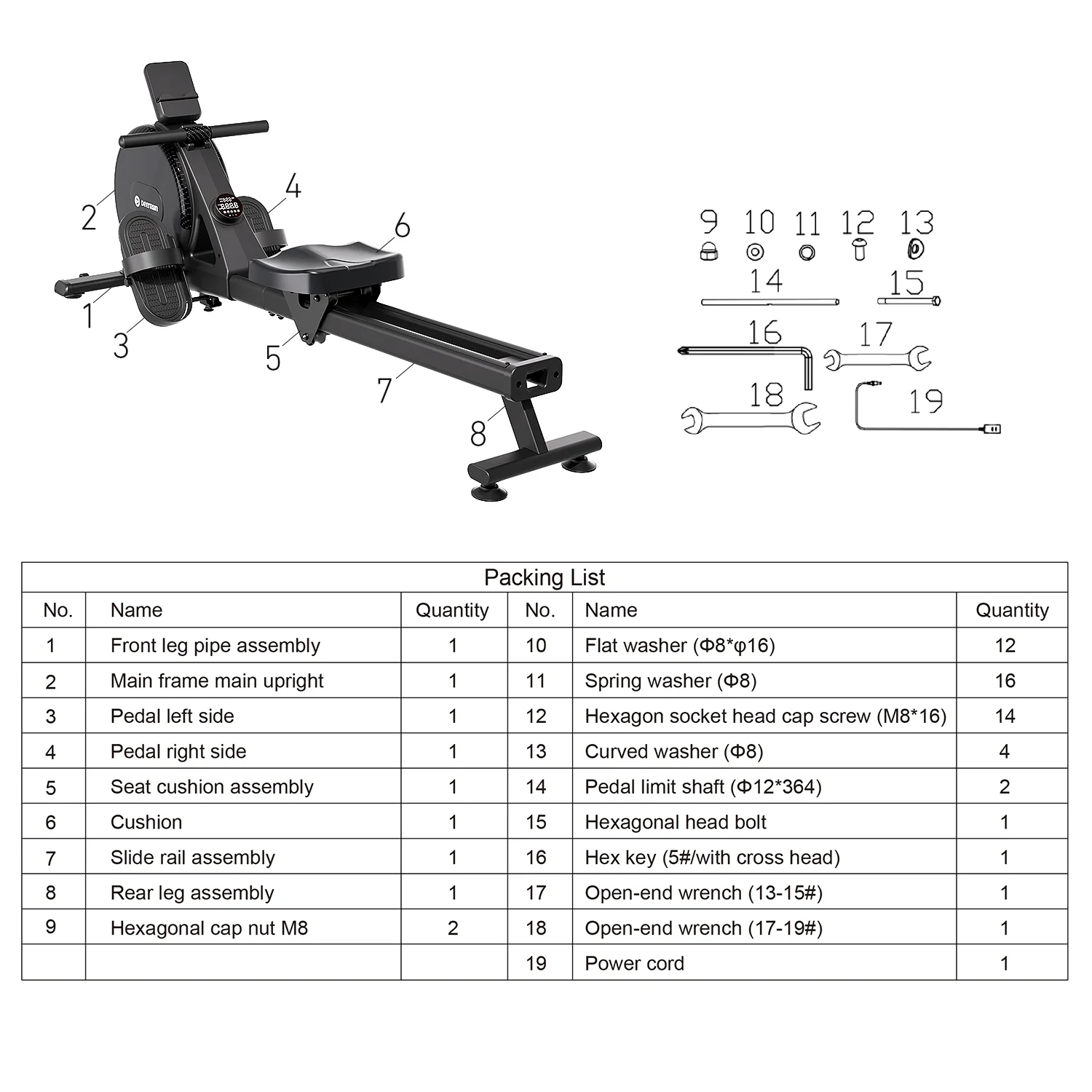 DeerRun R1 Pro Ultra-Quiet 32-Level Magnetic Resistance Smart Rower for Home - Image 16