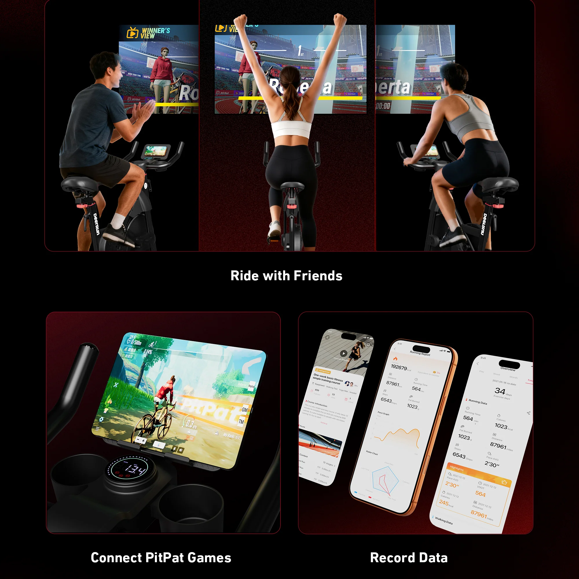 DeerRun S500 Pro King Size Indoor Exercise Bike for Tall Riders 32 Magnetic Adjustable Resistance, LED Screen - Image 3