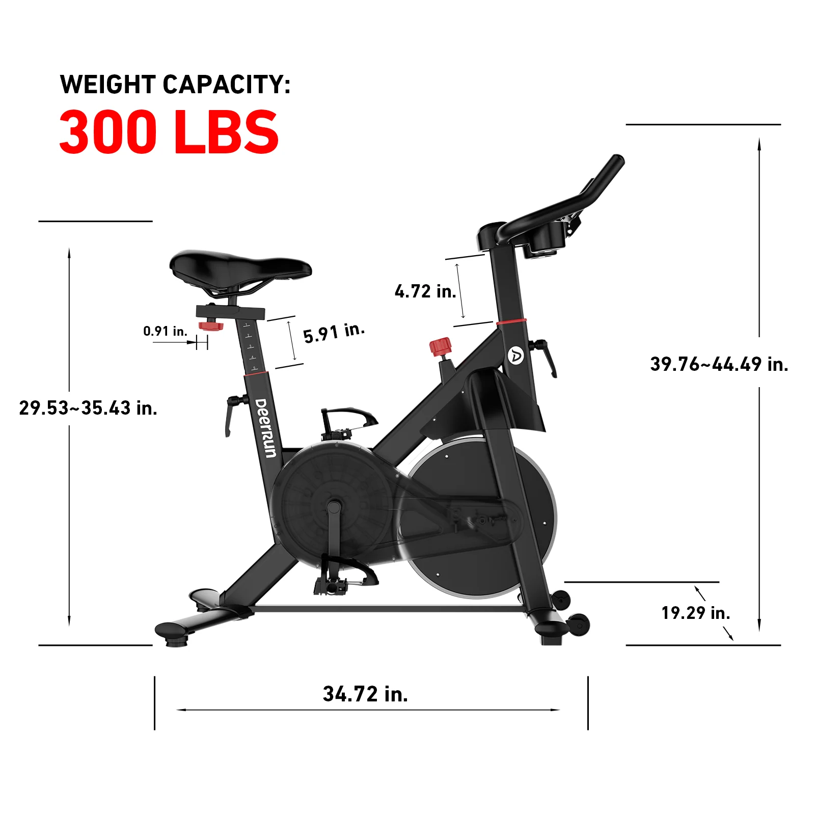 DeerRun S500 Pro King Size Indoor Exercise Bike for Tall Riders 32 Magnetic Adjustable Resistance, LED Screen - Image 4