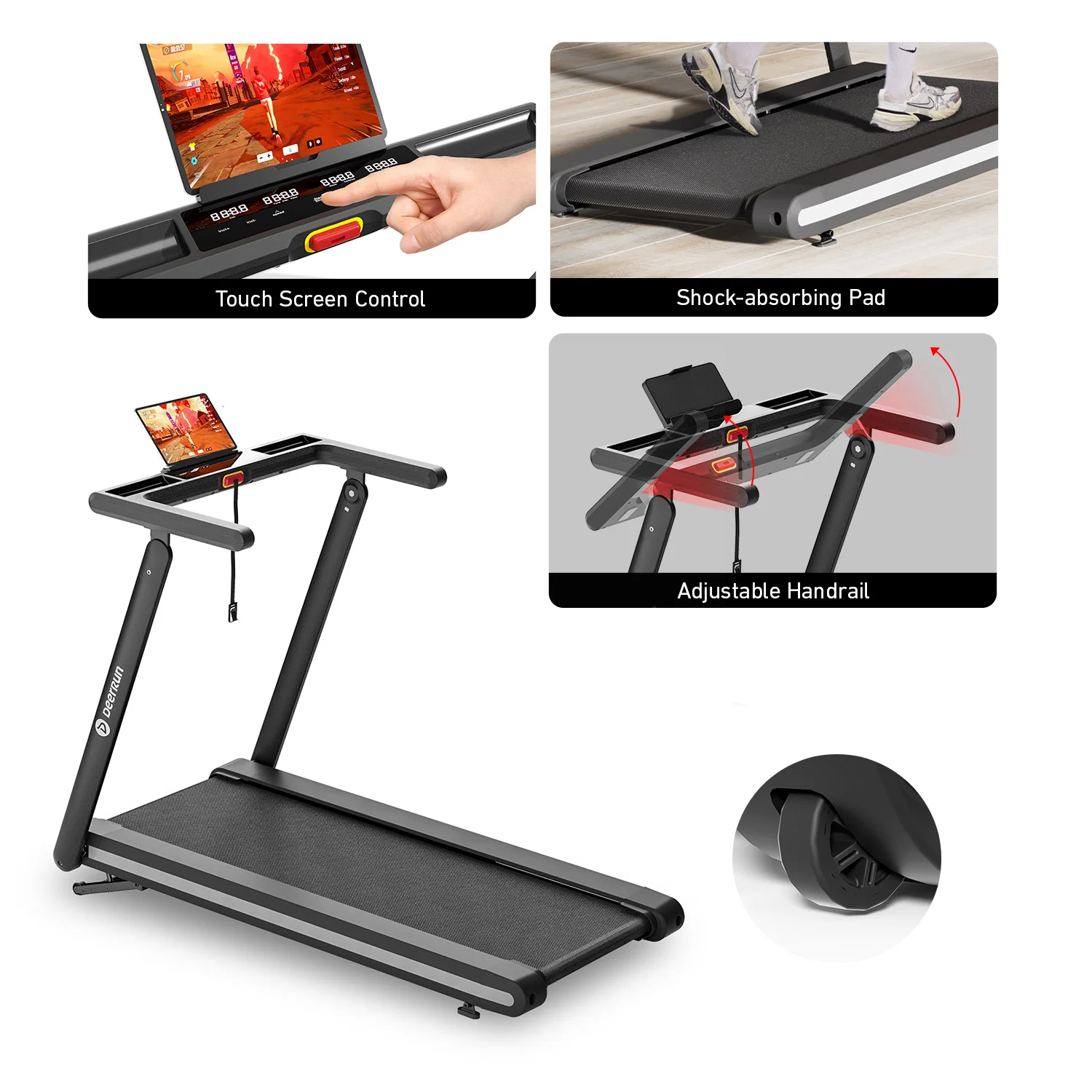 DeerRun X20 Treadmill with 15% Auto Incline Full Running Deck Treadmill | 400 lbs, 11.3 mph - Image 7