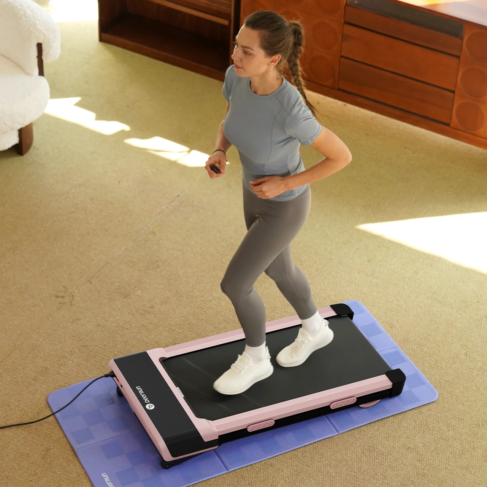 DeerRun Z10 12% Auto Incline Smart Walking Pad Treadmill with remote control-Pink - Image 3