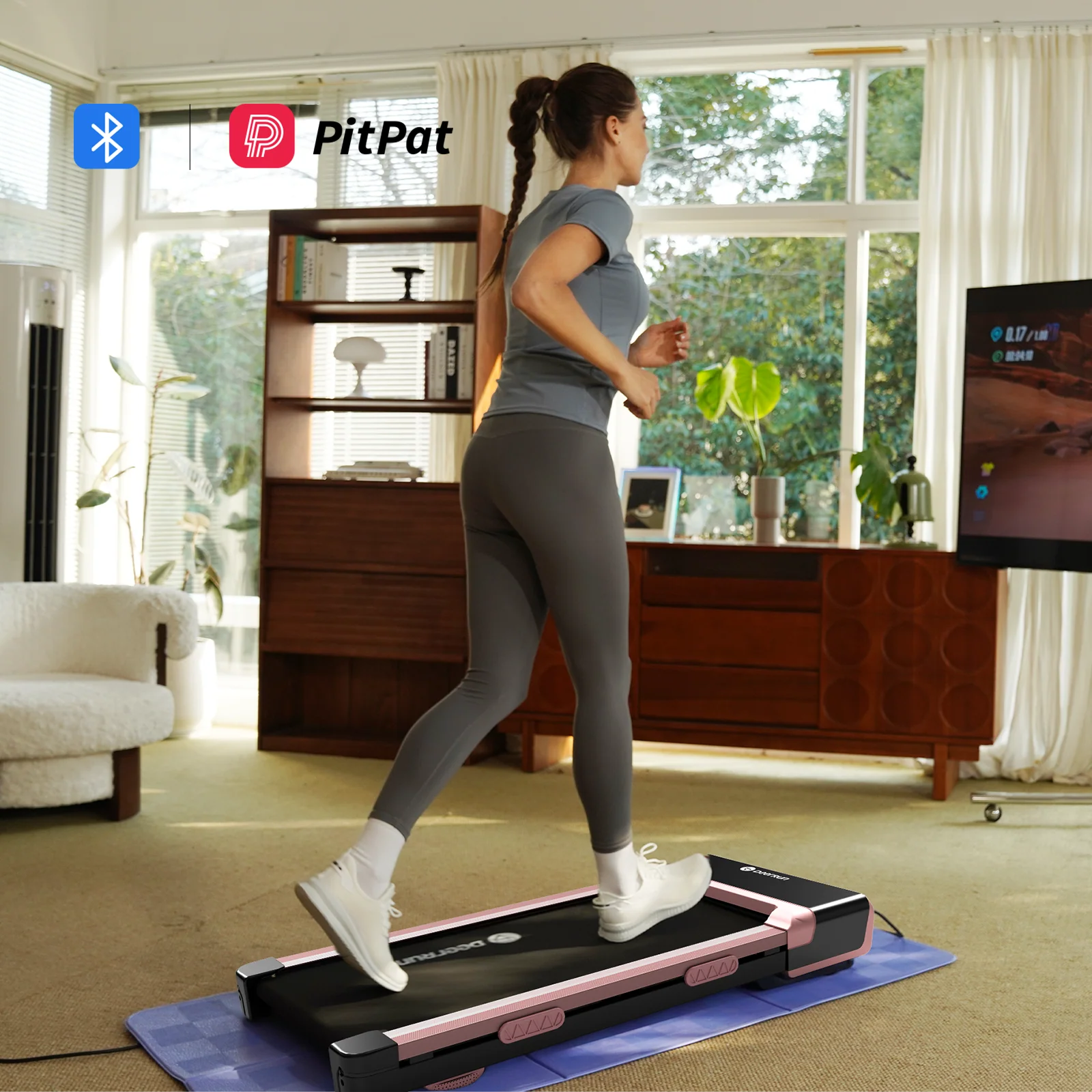 DeerRun Z10 12% Auto Incline Smart Walking Pad Treadmill with remote control-Pink - Image 4