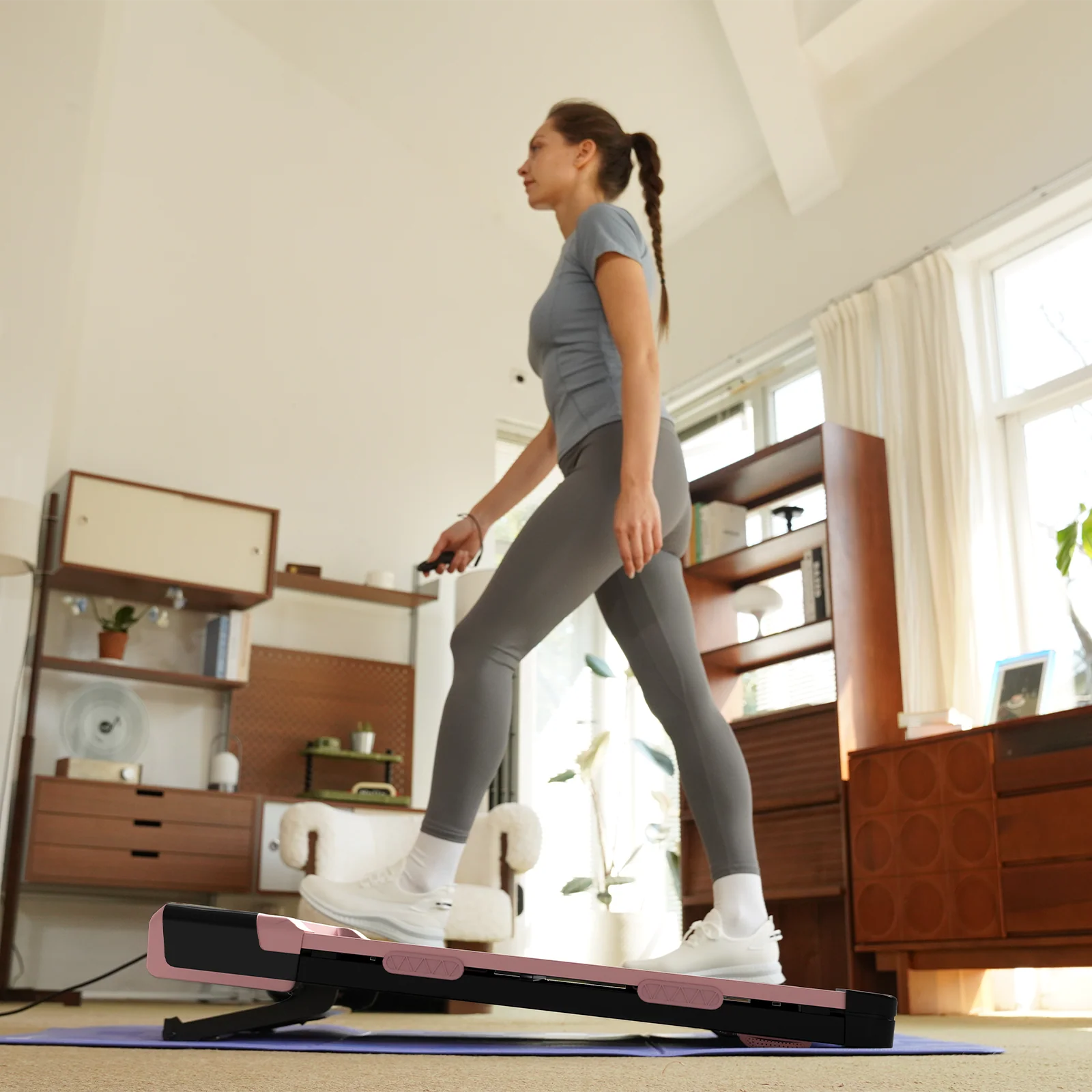 DeerRun Z10 12% Auto Incline Smart Walking Pad Treadmill with remote control-Pink - Image 6