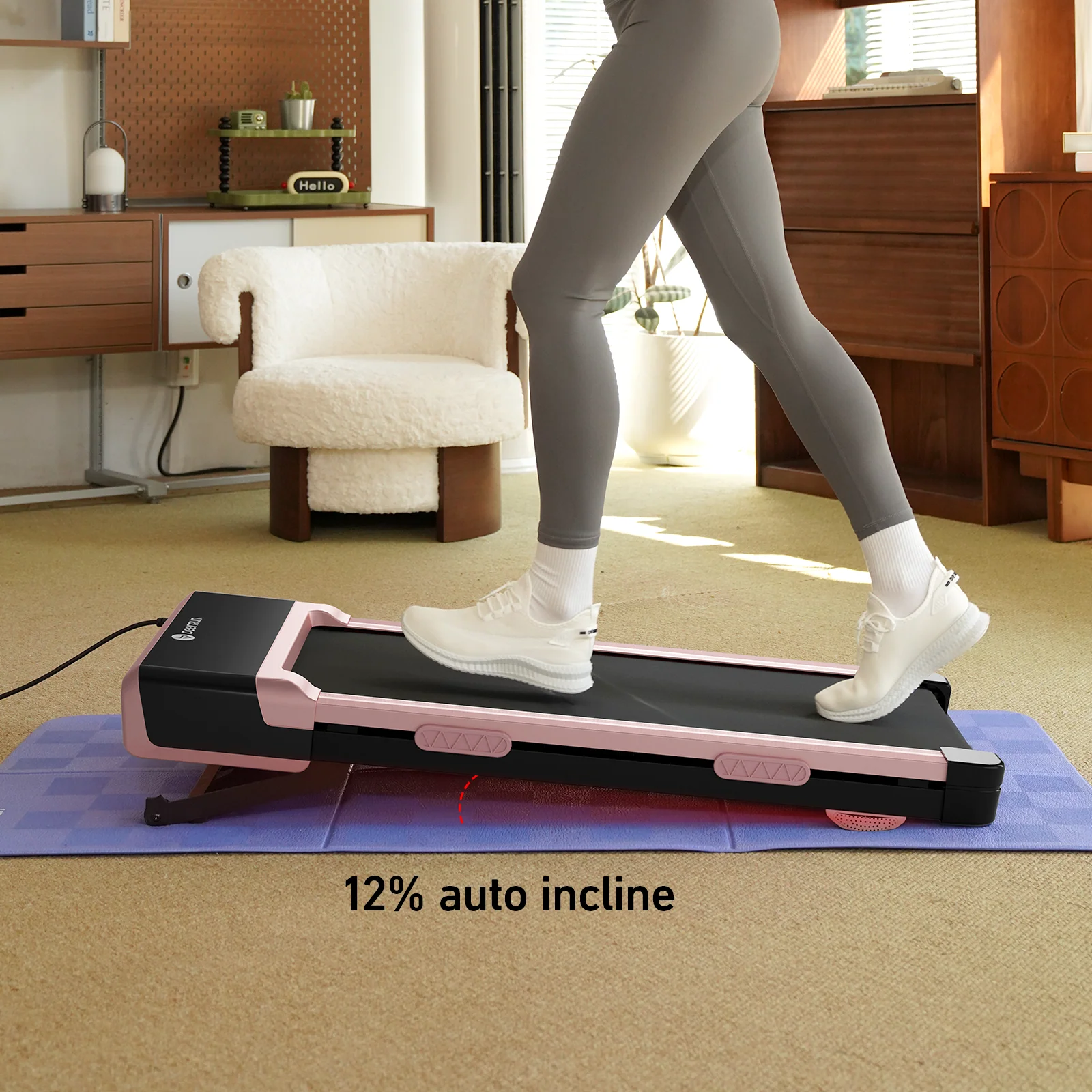 DeerRun Z10 12% Auto Incline Smart Walking Pad Treadmill with remote control-Pink - Image 7