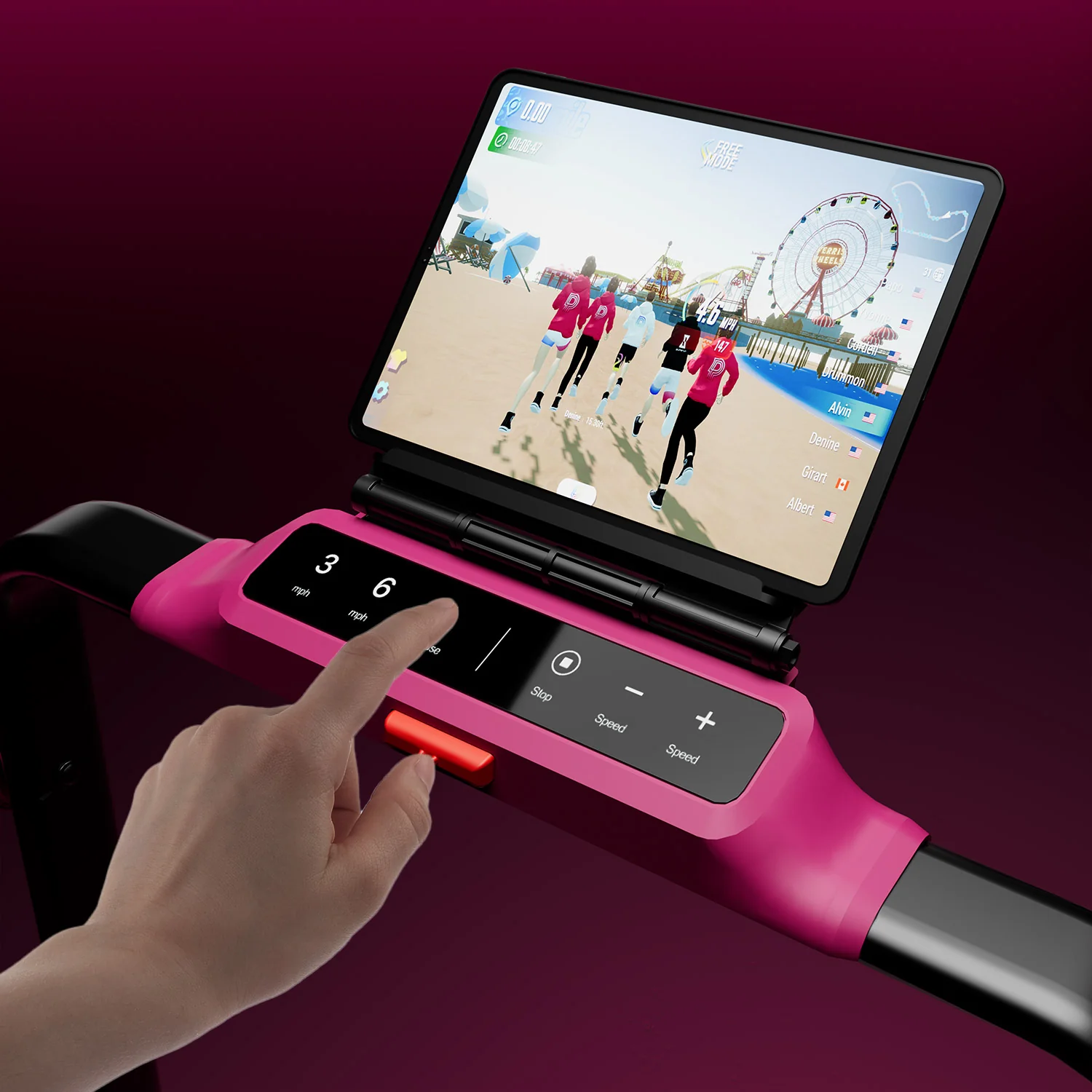 Valentine's Gift Couple-friendly 5% Incline Treadmill with Handrail - Black Pink - Image 10