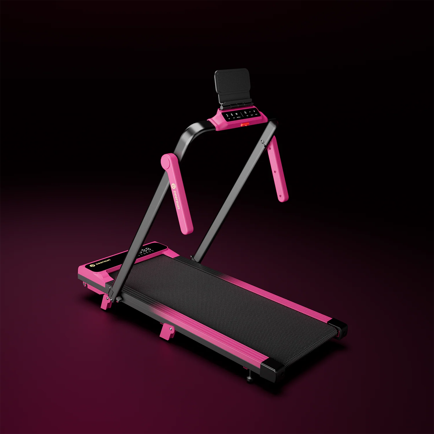 Valentine's Gift Couple-friendly 5% Incline Treadmill with Handrail - Black Pink - Image 11