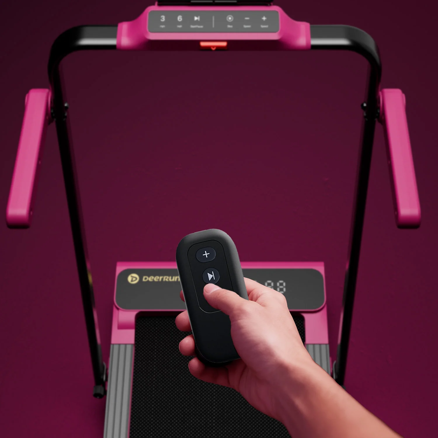 Valentine's Gift Couple-friendly 5% Incline Treadmill with Handrail - Black Pink - Image 12
