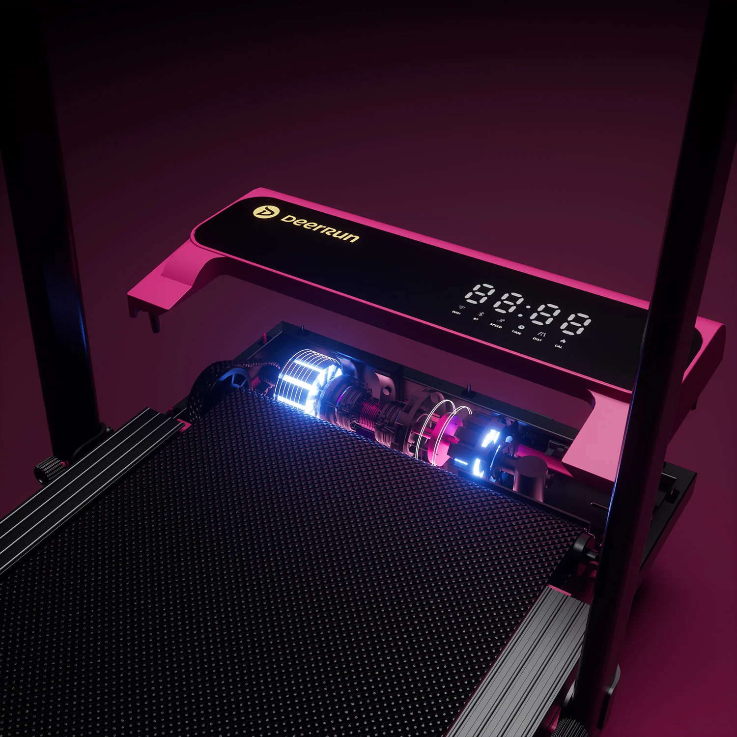 Valentine's Gift Couple-friendly 5% Incline Treadmill with Handrail - Black Pink - Image 17