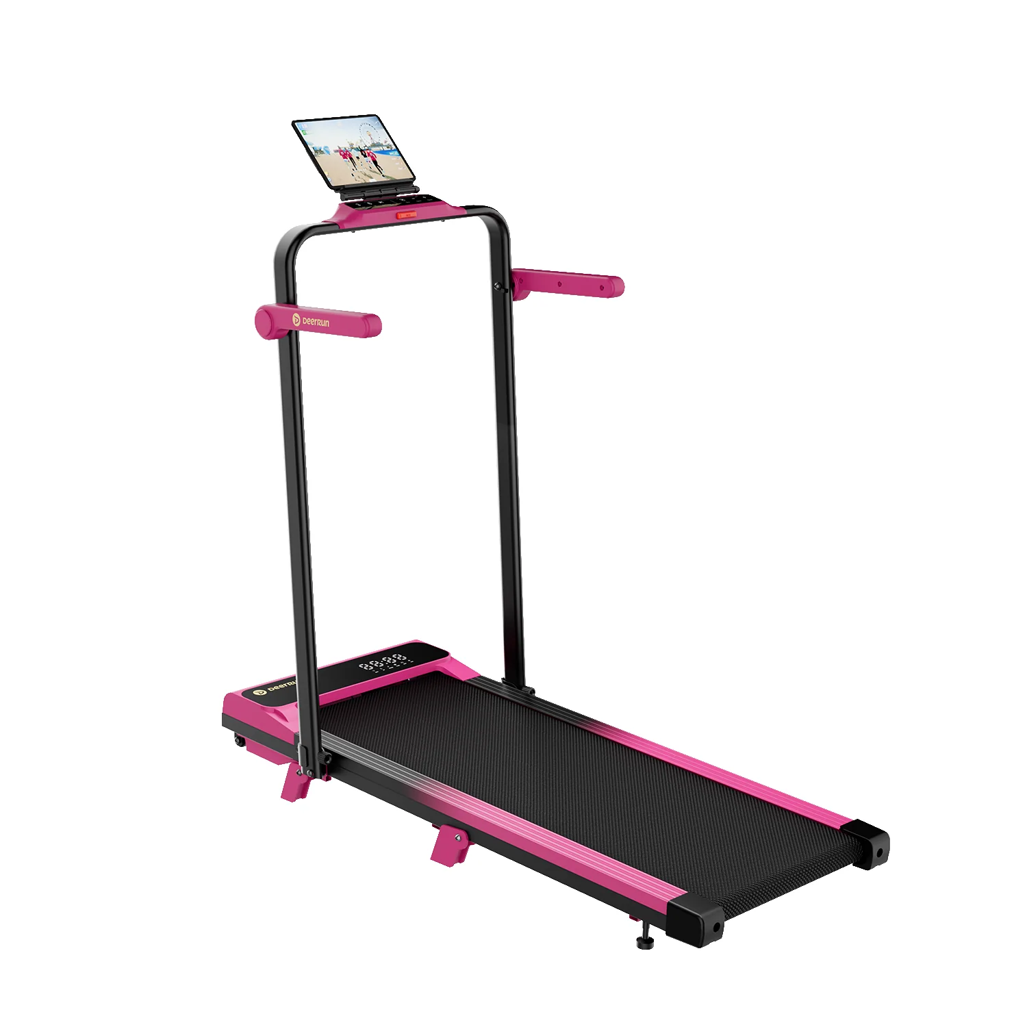 Valentine's Gift Couple-friendly 5% Incline Treadmill with Handrail - Black Pink - Image 20